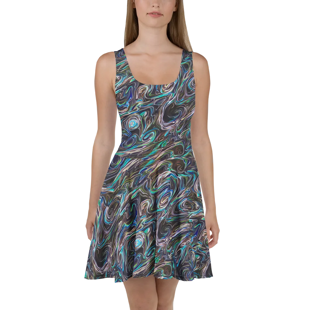 Iridescent Riptide on Skater Dress — Front