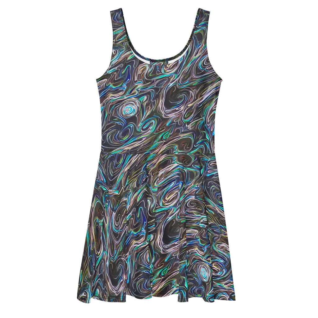 Iridescent Riptide on Skater Dress — Front