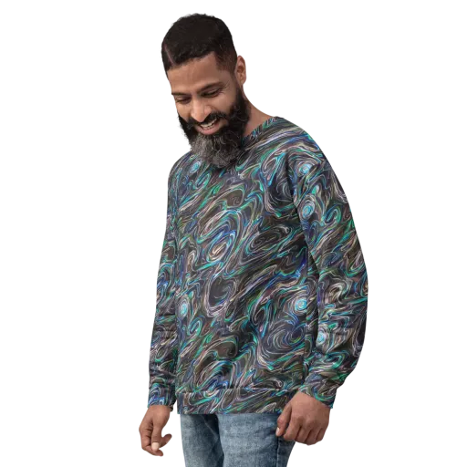 Iridescent Riptide on a Sweatshirt