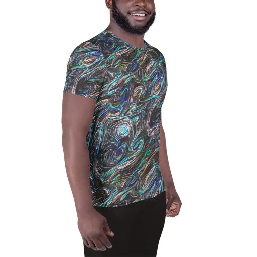 Iridescent Riptide on a Men's Athletic T-Shirt