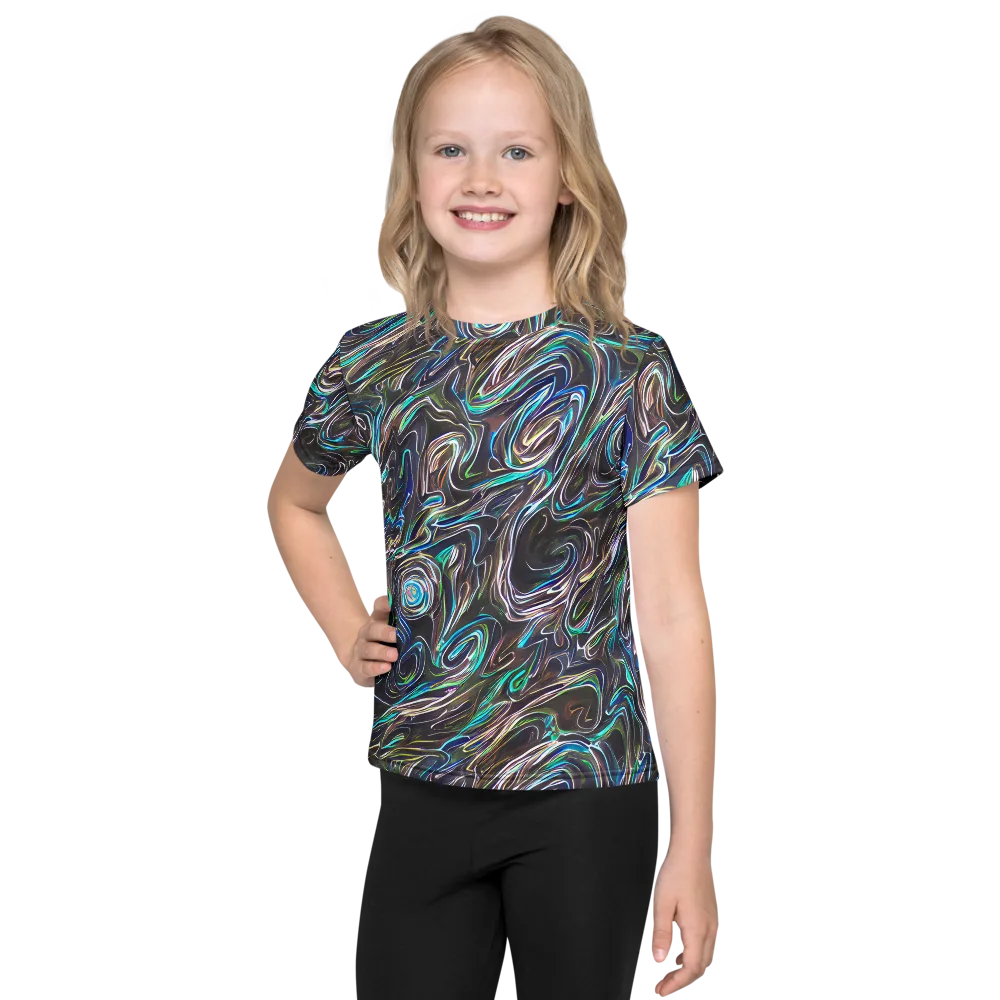 Iridescent Riptide on Kids Crew Neck T-Shirt — Front