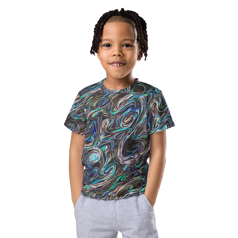 Iridescent Riptide on Kids Crew Neck T-Shirt — Front