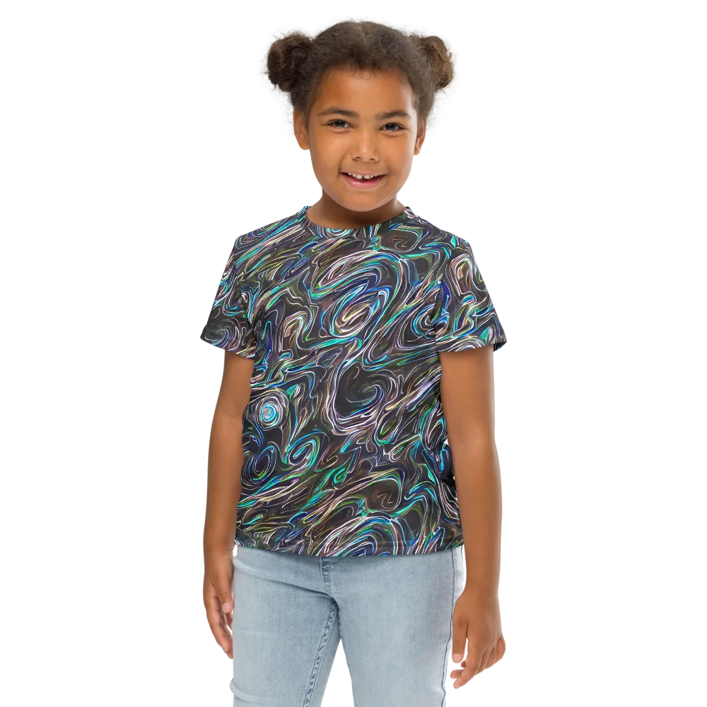 Iridescent Riptide on Kids Crew Neck T-Shirt — Front