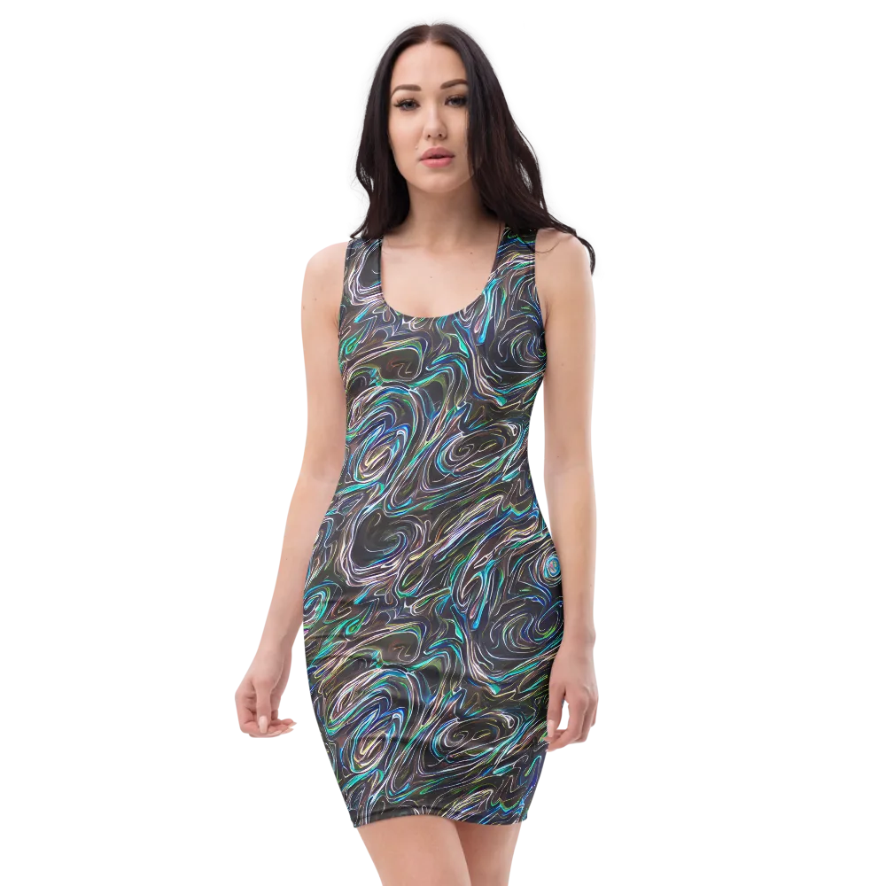Iridescent Riptide on Bodycon Dress — Front