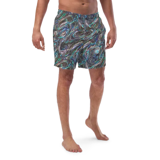 Iridescent Riptide on a Swim Trunks