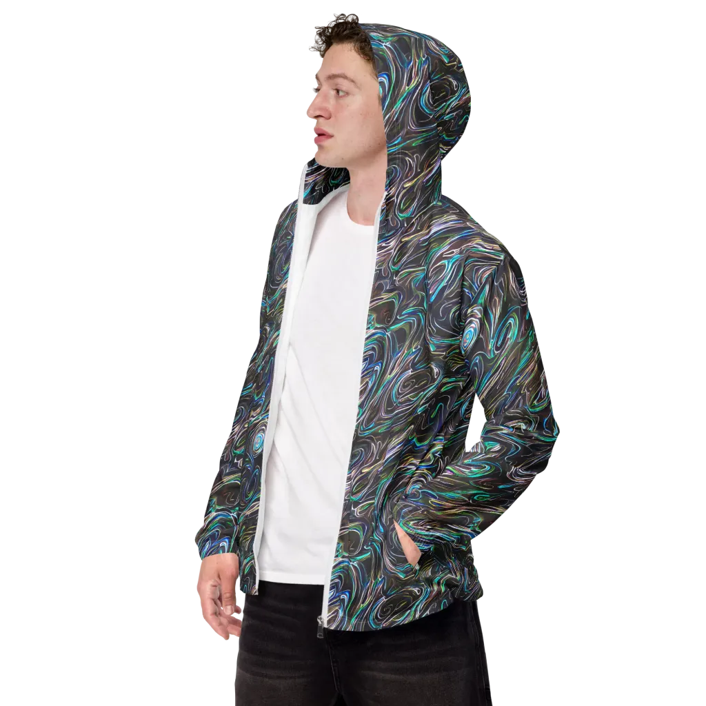 Iridescent Riptide on Men's Windbreaker — Left Front