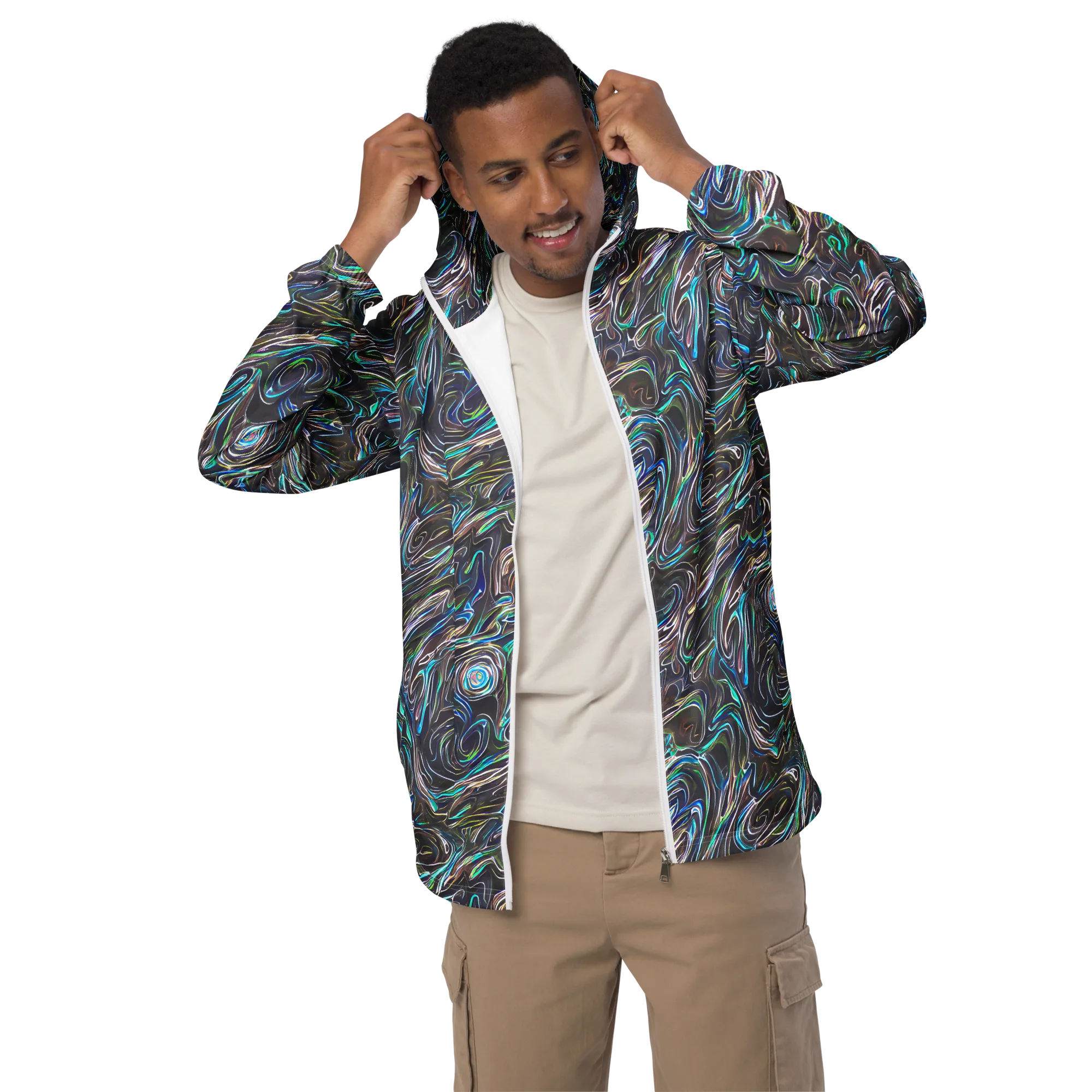 Iridescent Riptide on Men's Windbreaker — Front