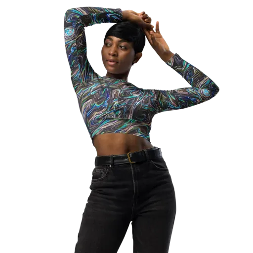 Iridescent Riptide on a Long Sleeve Crop Top