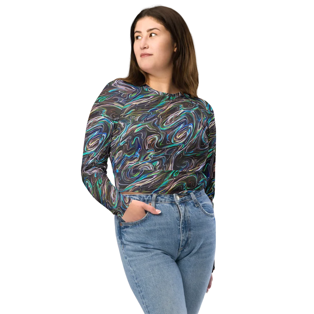 Iridescent Riptide on Long Sleeve Crop Top — Front