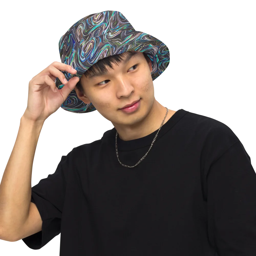 Iridescent Riptide on Reversible Bucket Hat — Front Inside