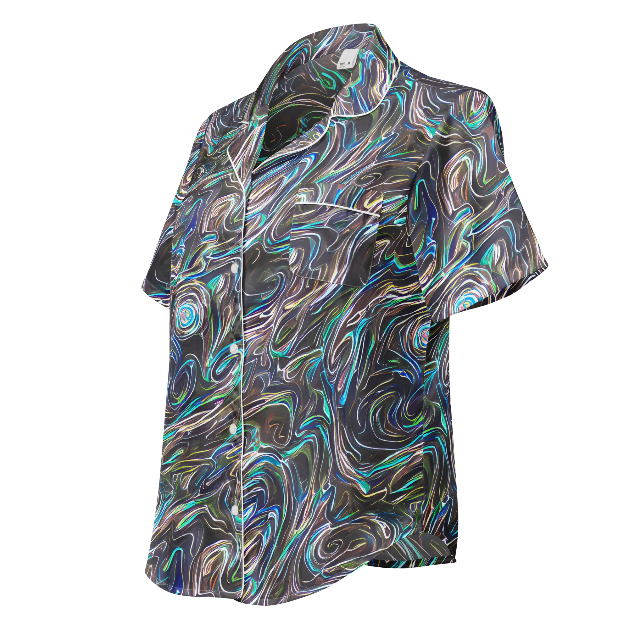 Iridescent Riptide on Women's Short Sleeve Pajama Top — Left Front