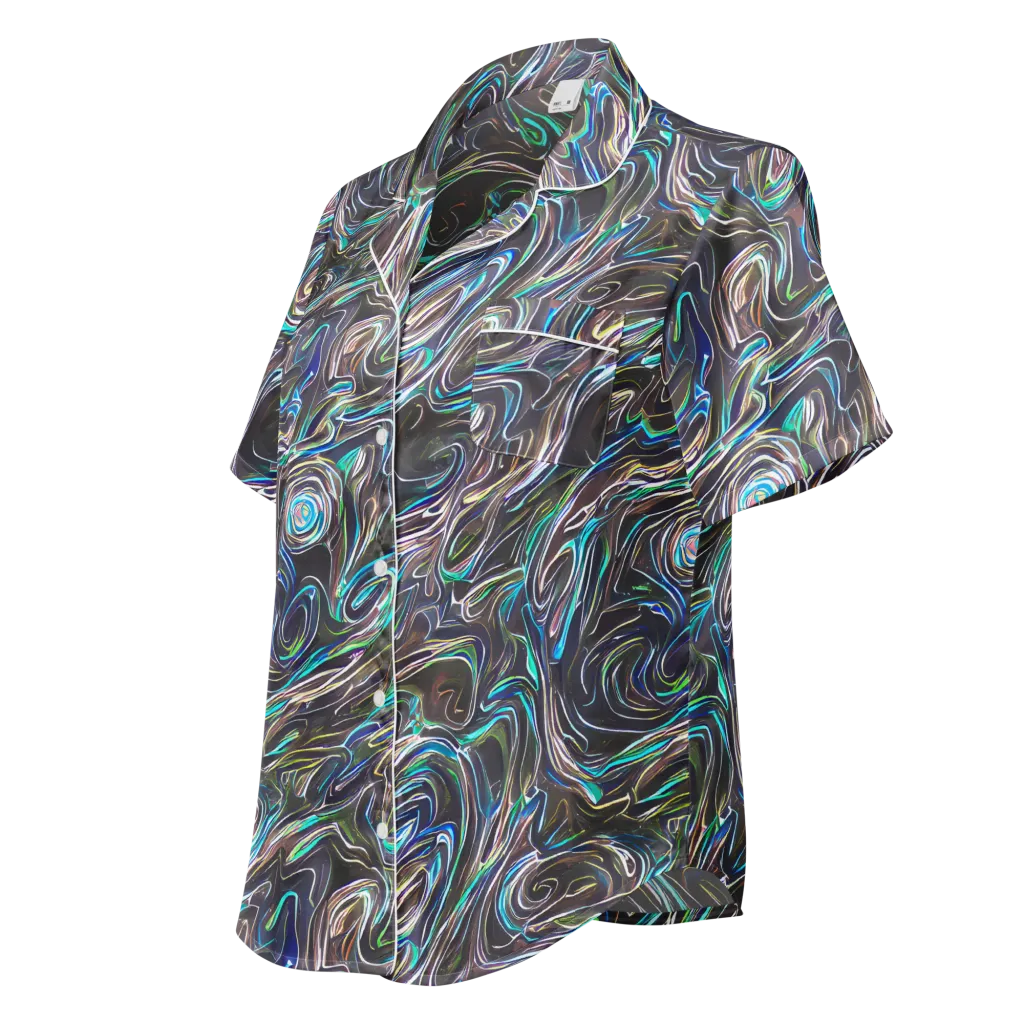 Iridescent Riptide on Women's Short Sleeve Pajama Top — Left Front
