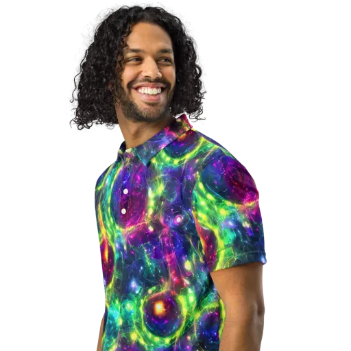 Aurora Bloom on a Men's Slim Fit Polo Shirt