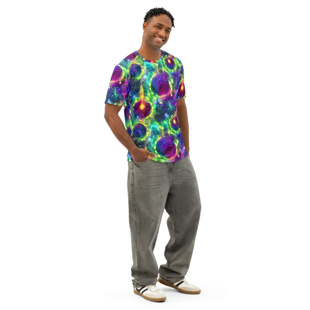 Aurora Bloom on Men's Cotton Crew Neck T-Shirt — Right Front