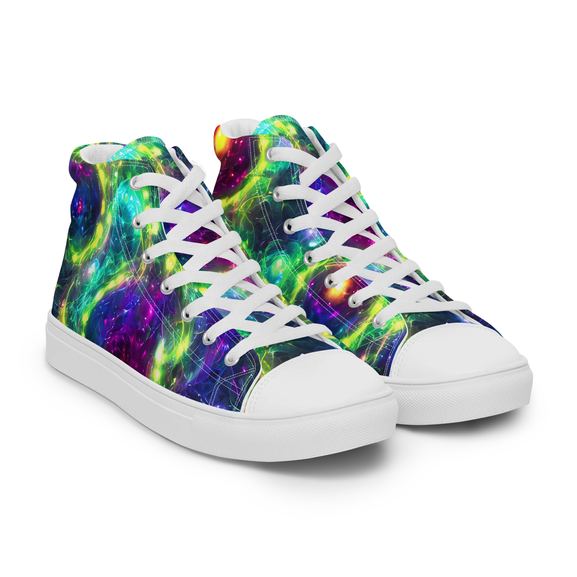 Aurora Bloom on Men's High Top Canvas Shoes — Right Front