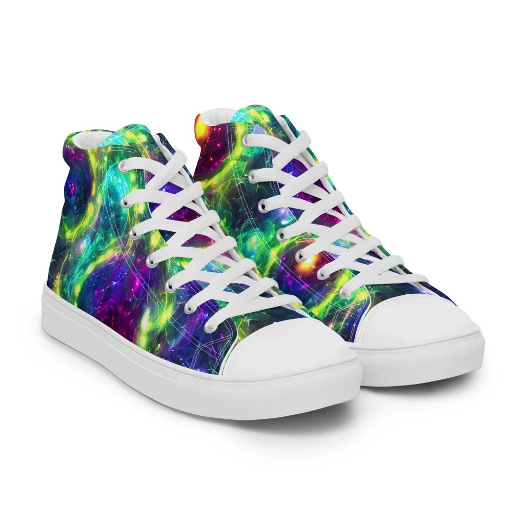 Aurora Bloom on Men's High Top Canvas Shoes — Right Front
