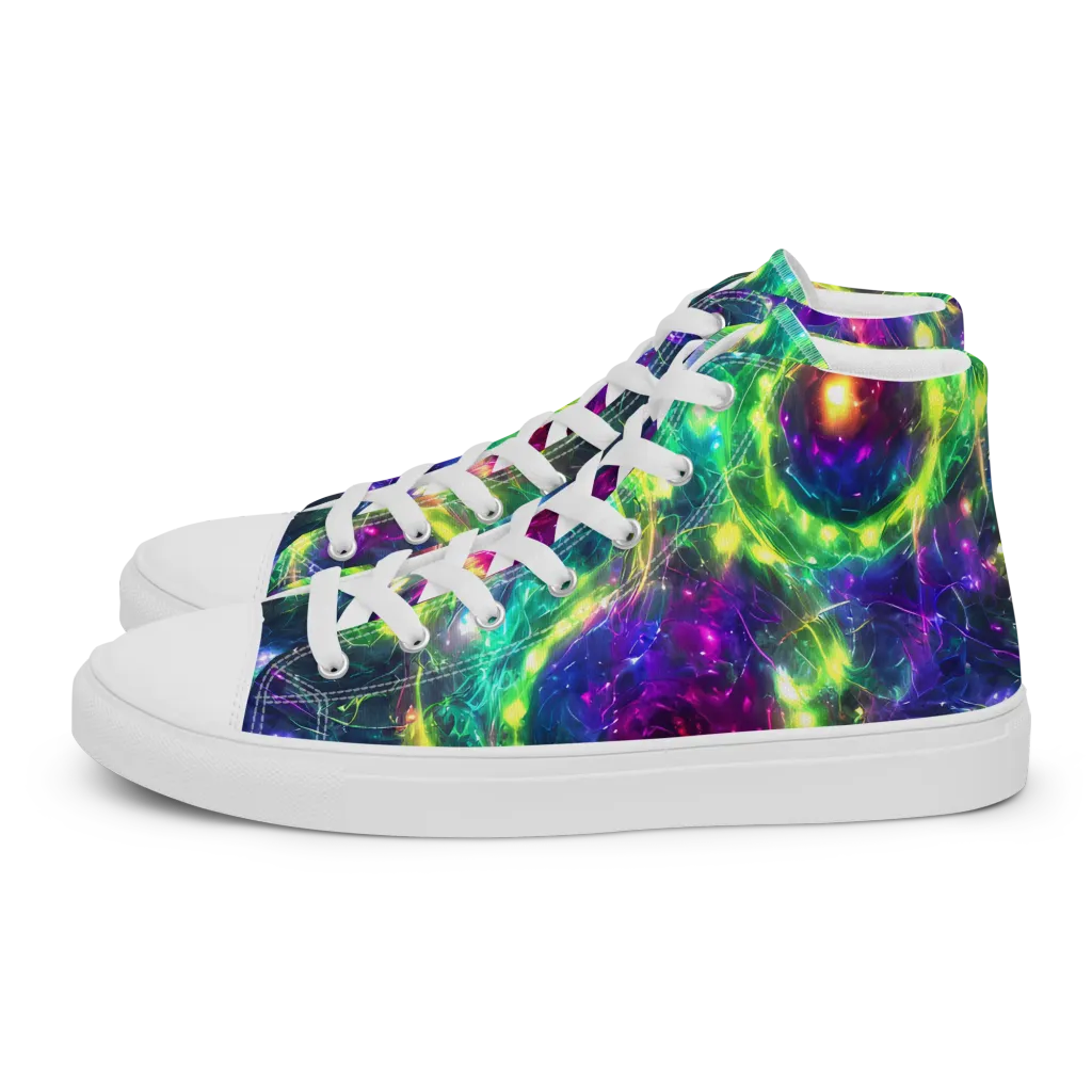 Aurora Bloom on Men's High Top Canvas Shoes — Left