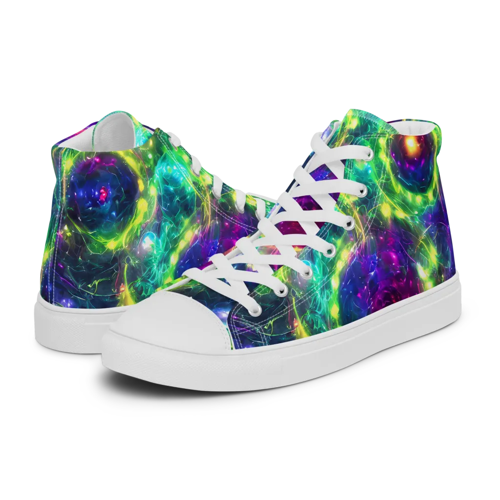 Aurora Bloom on Men's High Top Canvas Shoes — Left