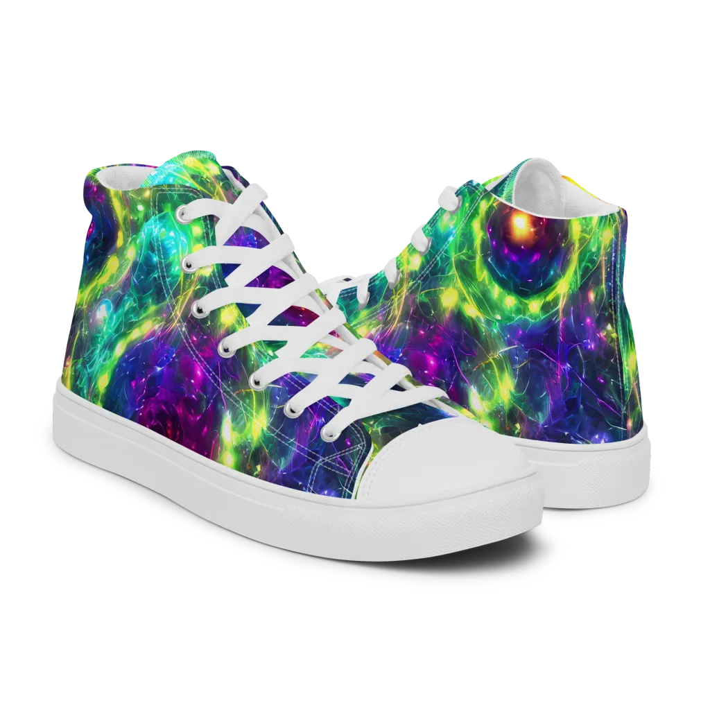 Aurora Bloom on Men's High Top Canvas Shoes — Right