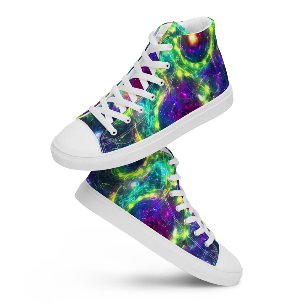 Aurora Bloom on Men's High Top Canvas Shoes — Front