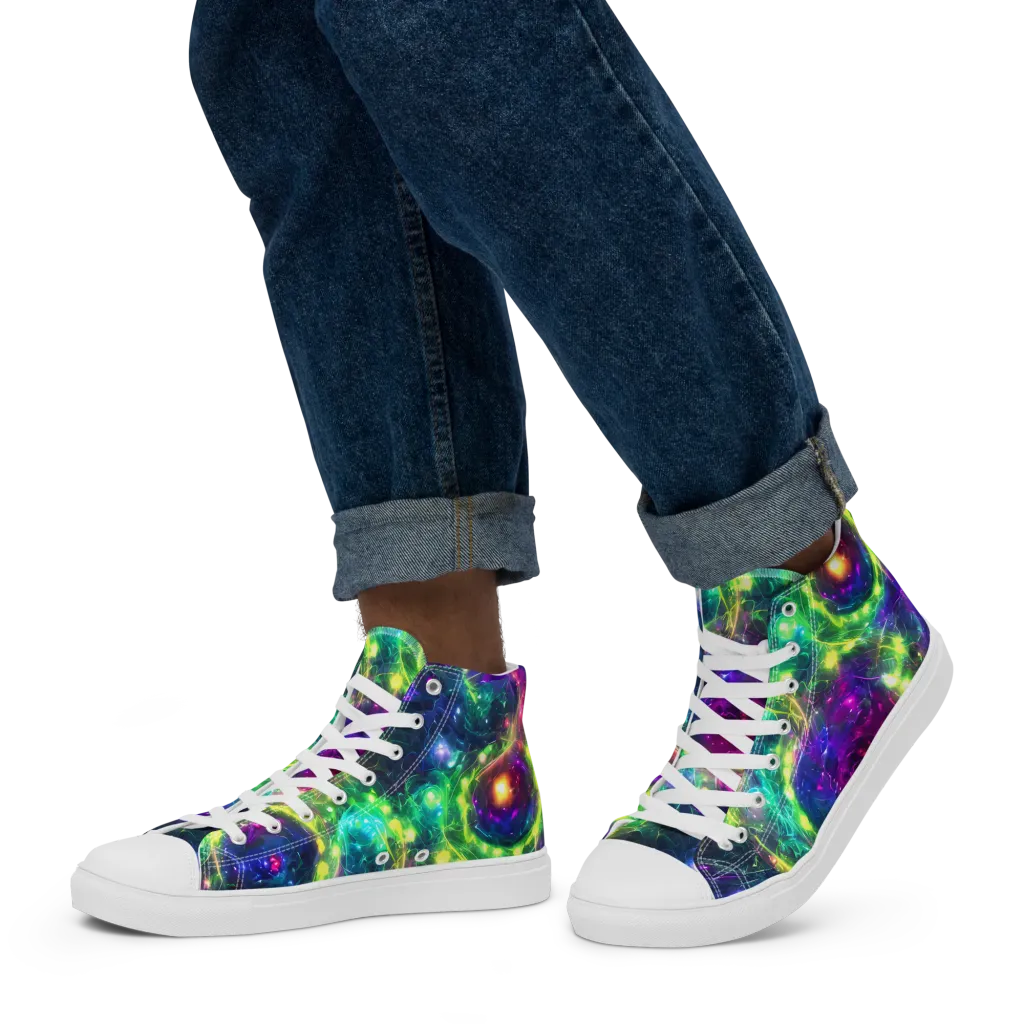 Aurora Bloom on Men's High Top Canvas Shoes — Left