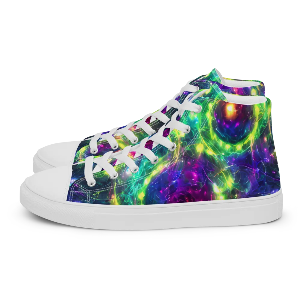 Aurora Bloom on Women's High Top Canvas Shoes — Left