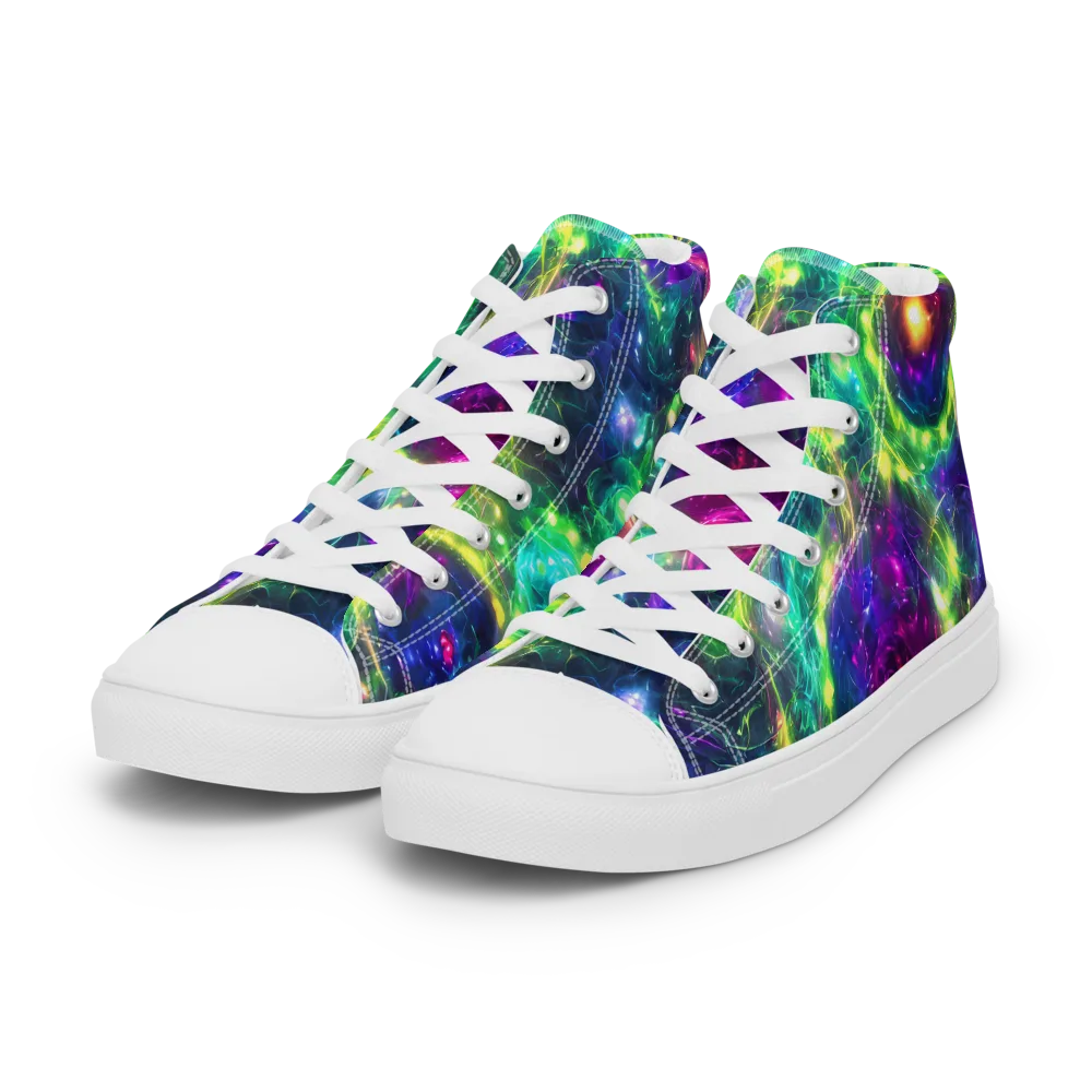 Aurora Bloom on Women's High Top Canvas Shoes — Left Front