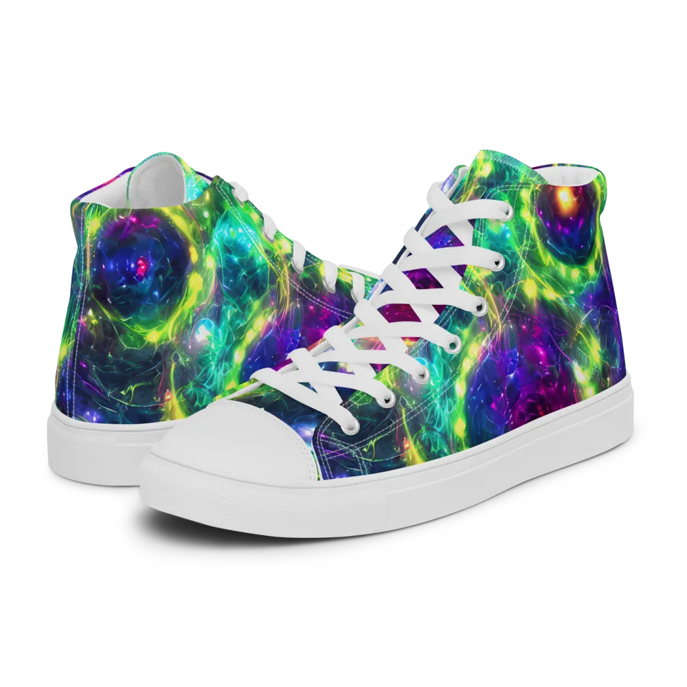 Aurora Bloom on Women's High Top Canvas Shoes — Left