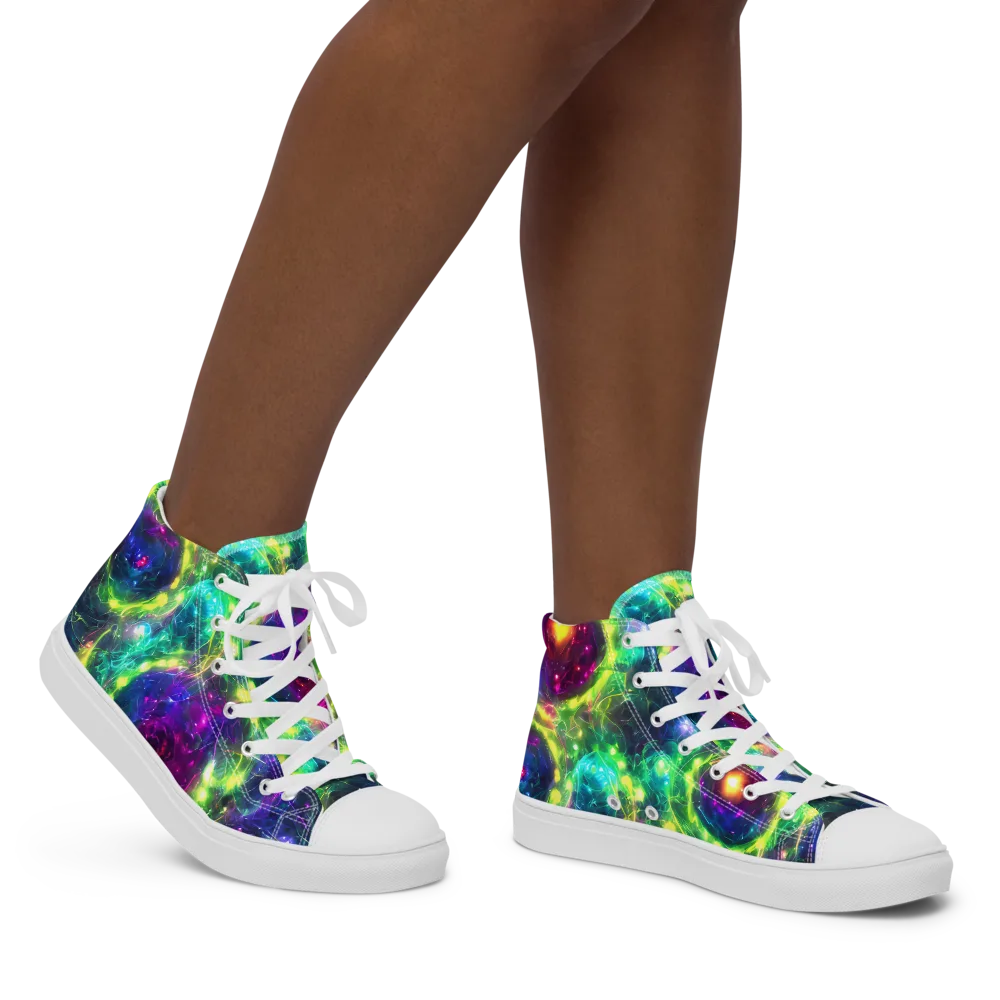 Aurora Bloom on Women's High Top Canvas Shoes — Right
