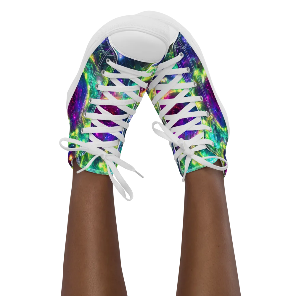 Aurora Bloom on Women's High Top Canvas Shoes — Front