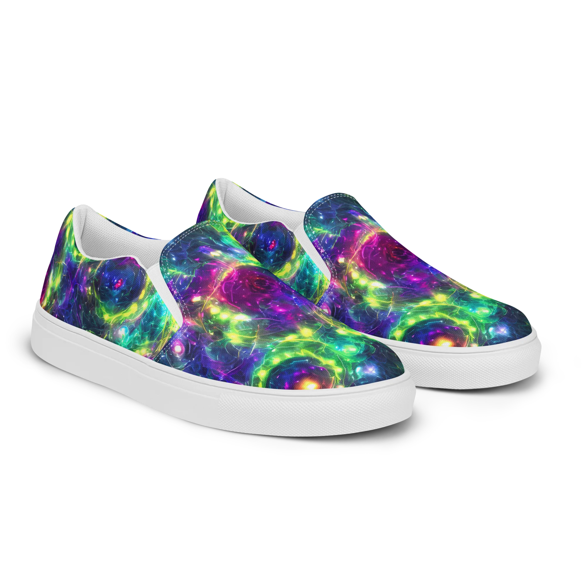Aurora Bloom on Men's Slip-On Canvas Shoes — Right Front