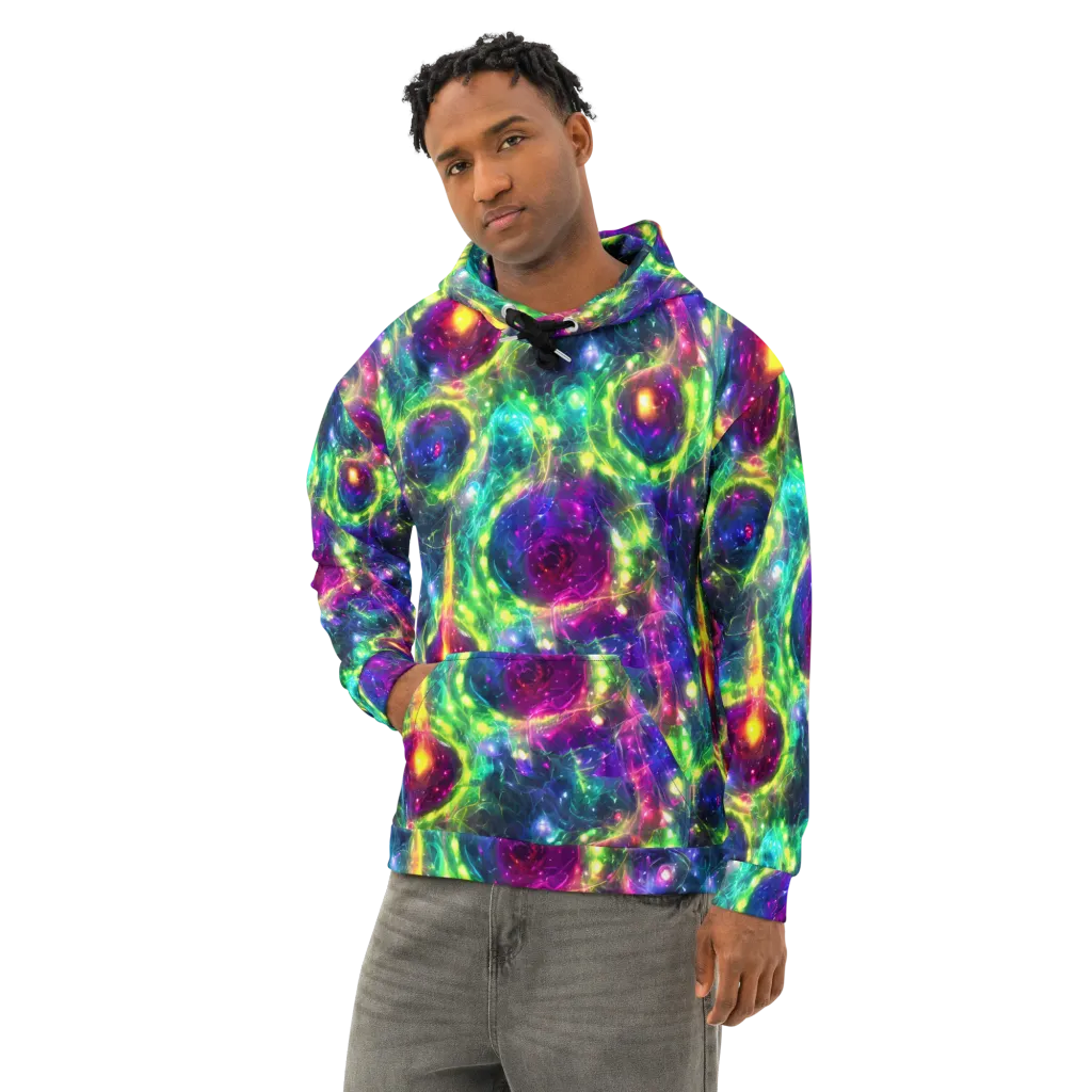 Aurora Bloom on Cotton Hoodie — Left Front
