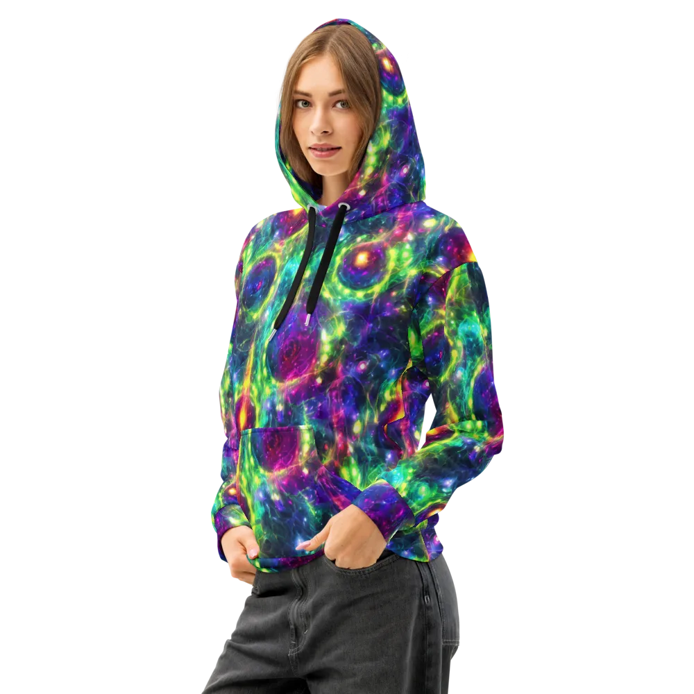 Aurora Bloom on Cotton Hoodie — Left Front