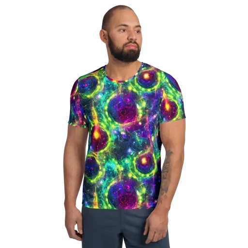 Aurora Bloom on a Men's Athletic T-Shirt