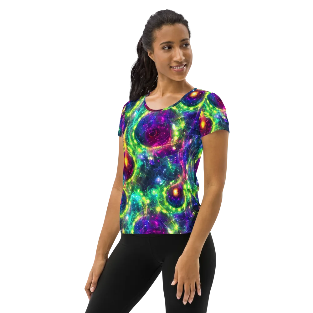 Aurora Bloom on Women's Athletic T-Shirt — Left