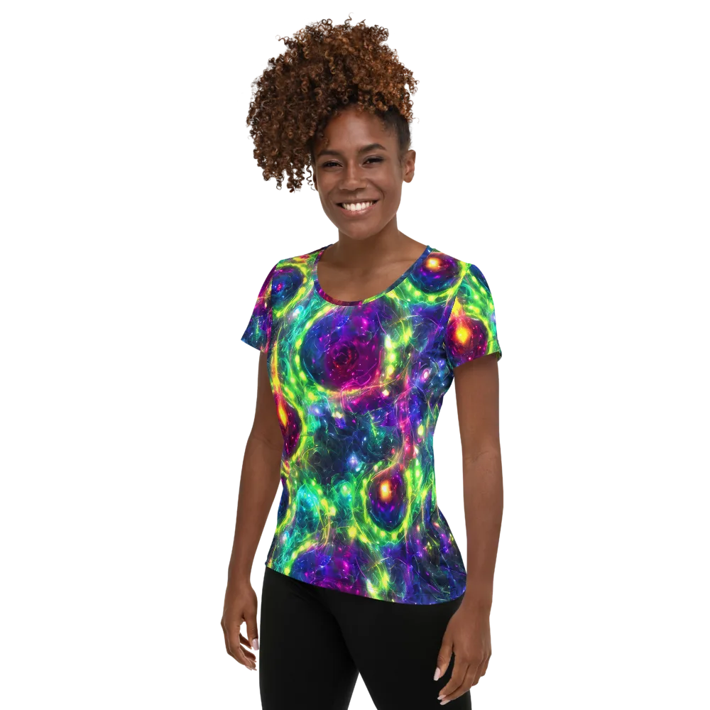Aurora Bloom on Women's Athletic T-Shirt — Left