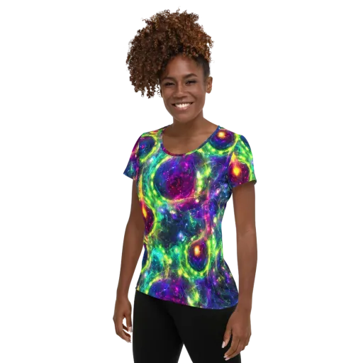 Aurora Bloom on a Women's Athletic T-Shirt