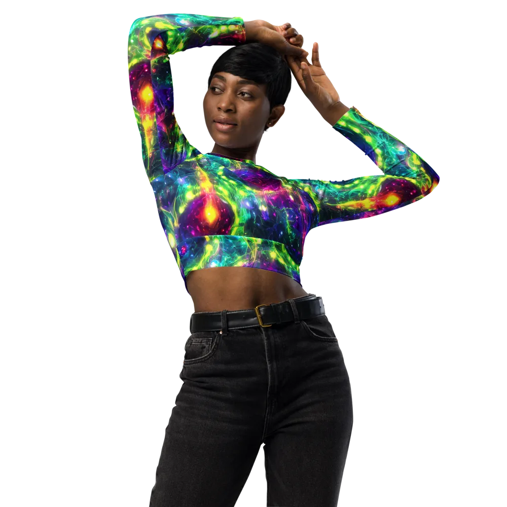Aurora Bloom on Long Sleeve Crop Top — Front