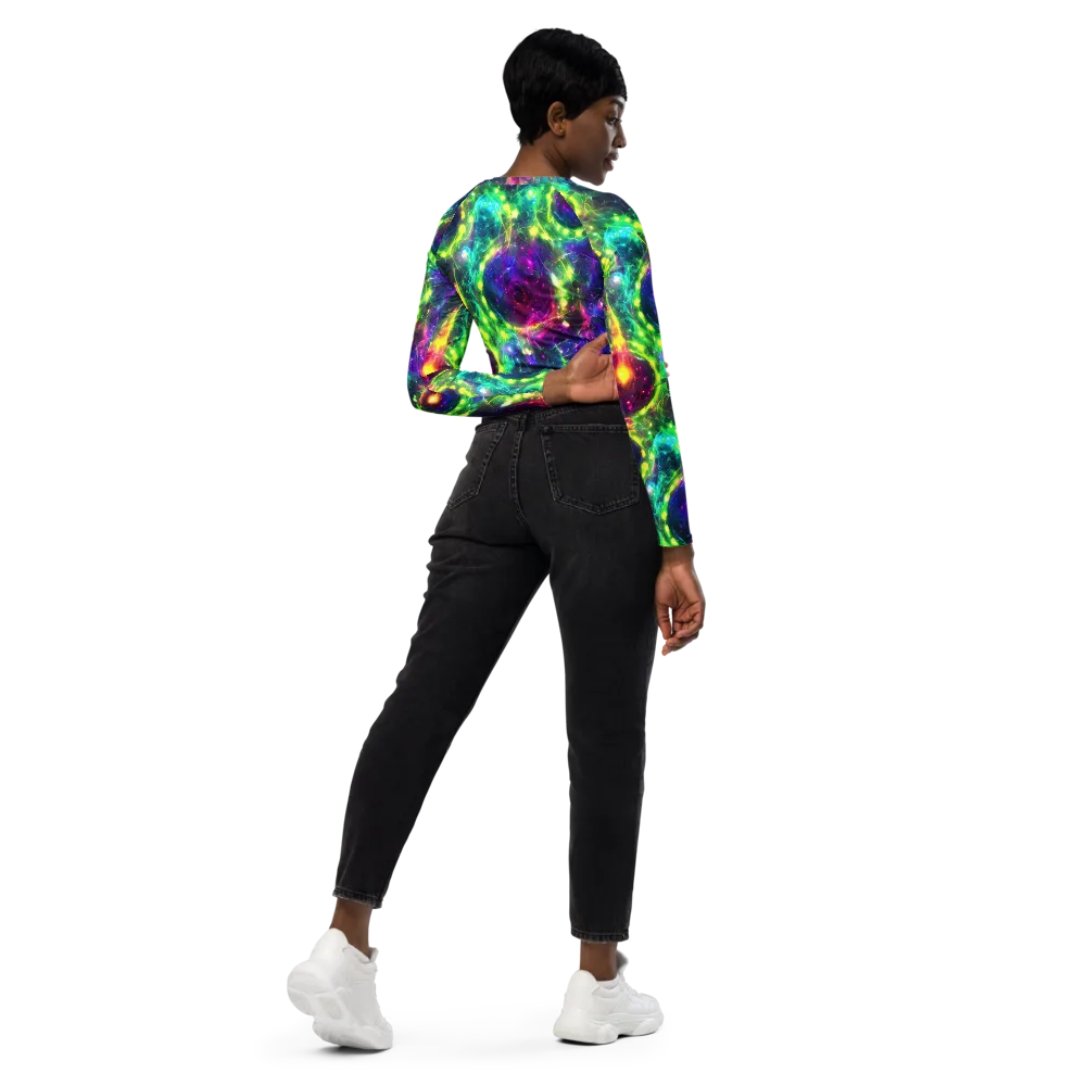 Aurora Bloom on Long Sleeve Crop Top — Right Back