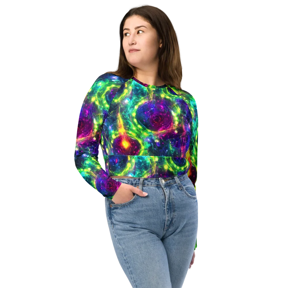 Aurora Bloom on Long Sleeve Crop Top — Front