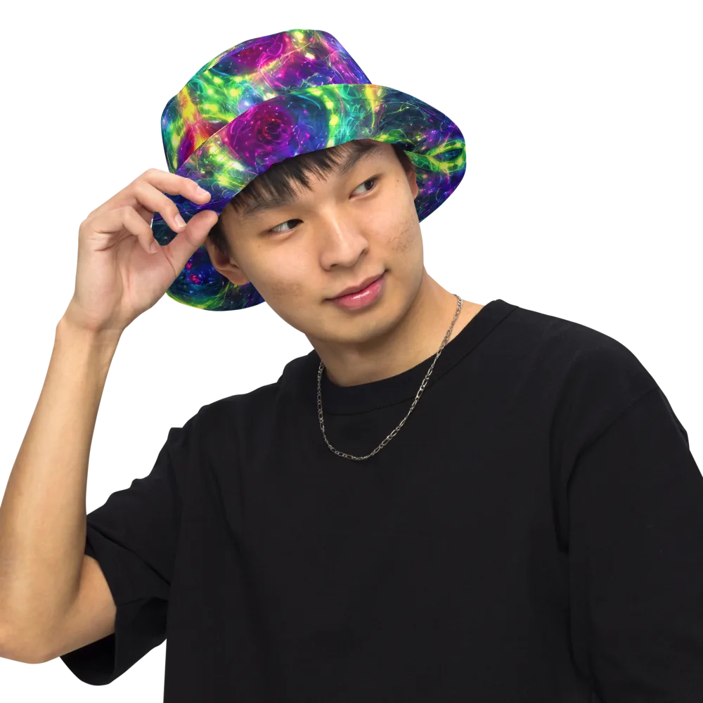 Aurora Bloom on Reversible Bucket Hat — Front Inside