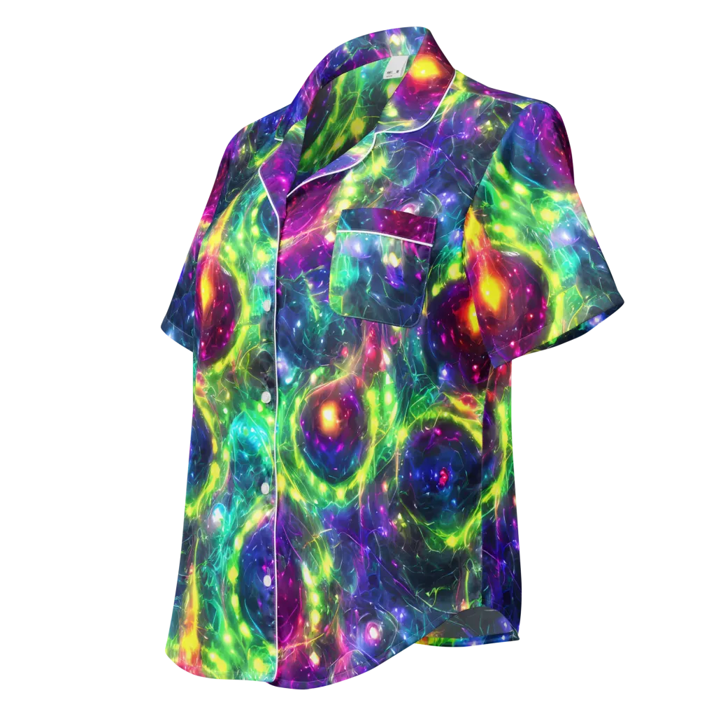Aurora Bloom on Women's Short Sleeve Pajama Top — Left Front