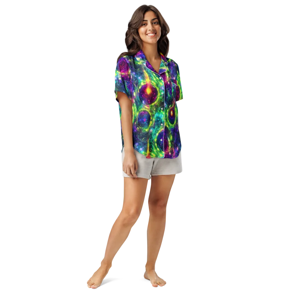 Aurora Bloom on Women's Short Sleeve Pajama Top — Front