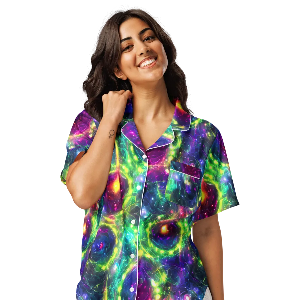 Aurora Bloom on Women's Short Sleeve Pajama Top — Front