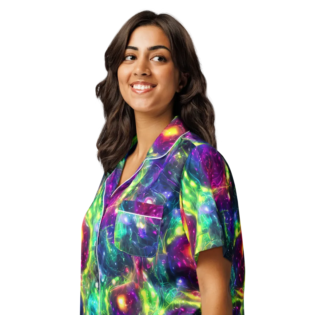 Aurora Bloom on Women's Short Sleeve Pajama Top — Left Front