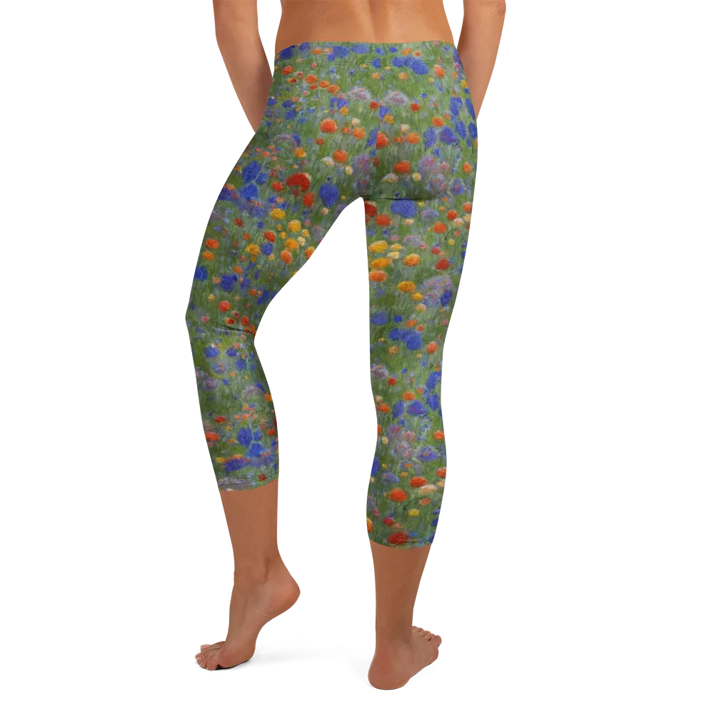 Meadow in Motion on Capri Leggings — Back