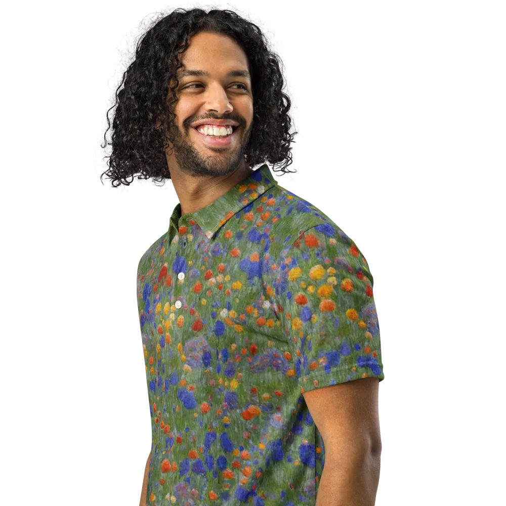 Meadow in Motion on Men's Slim Fit Polo Shirt — Left Front