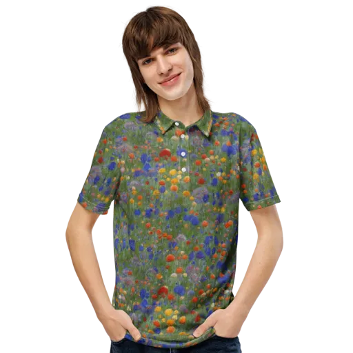 Meadow in Motion on a Men's Slim Fit Polo Shirt