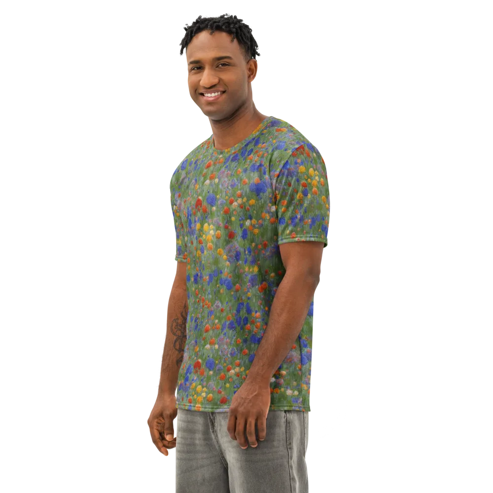 Meadow in Motion on Men's Cotton Crew Neck T-Shirt — Left Front