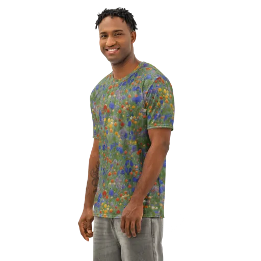 Meadow in Motion on a Men's Cotton Crew Neck T-Shirt